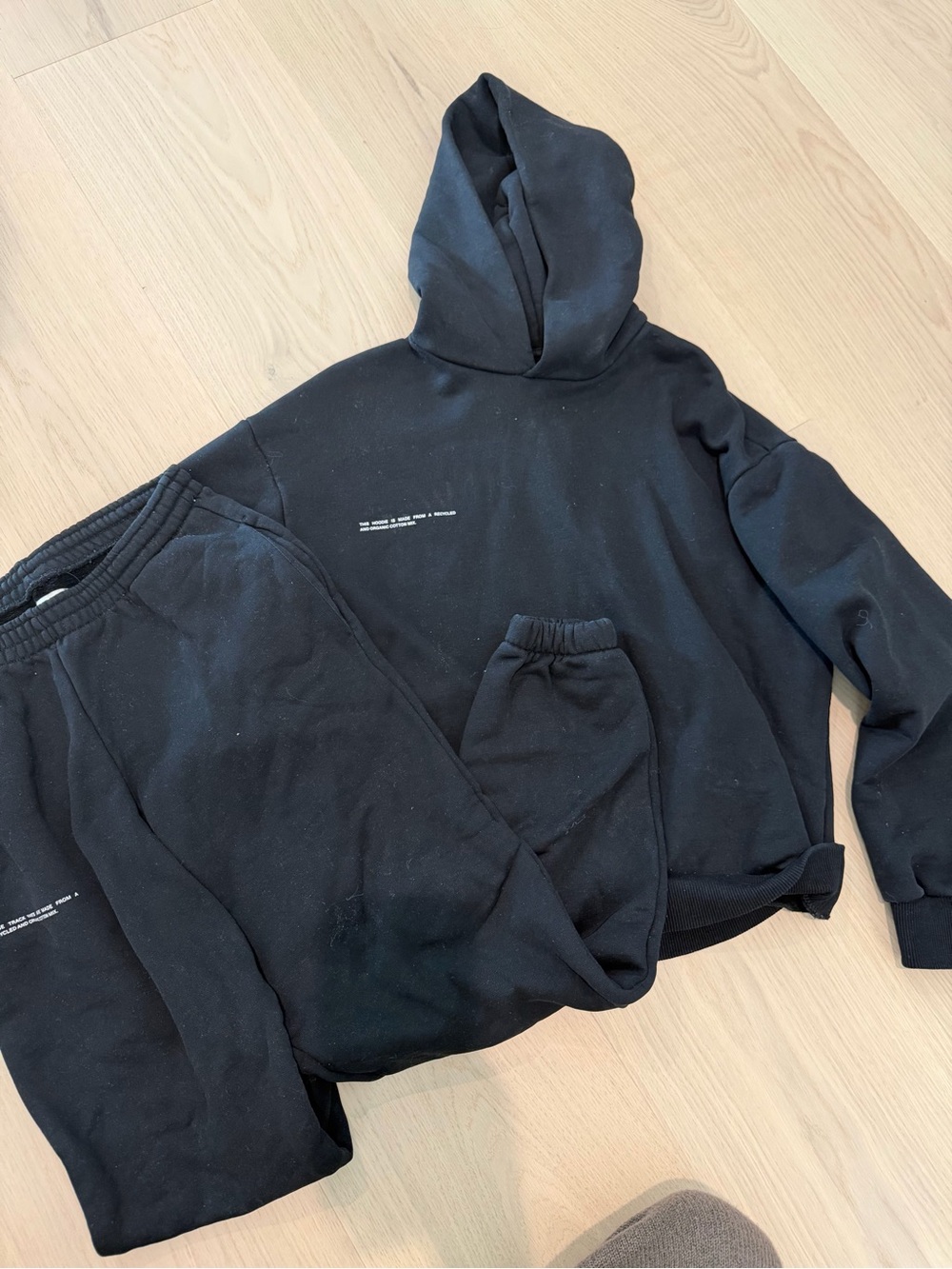 Pangaia Black Crewneck Hoodie and Sweatpants Set